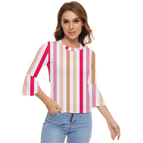 Stripe Pattern Bell Sleeve Top by GardenOfOphir