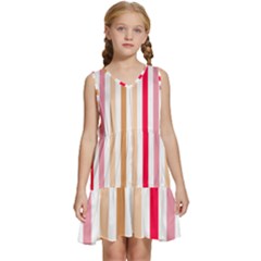 Stripe Pattern Kids  Sleeveless Tiered Mini Dress by GardenOfOphir