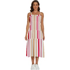 Stripe Pattern Sleeveless Shoulder Straps Boho Dress by GardenOfOphir