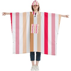 Stripe Pattern Women s Hooded Rain Ponchos