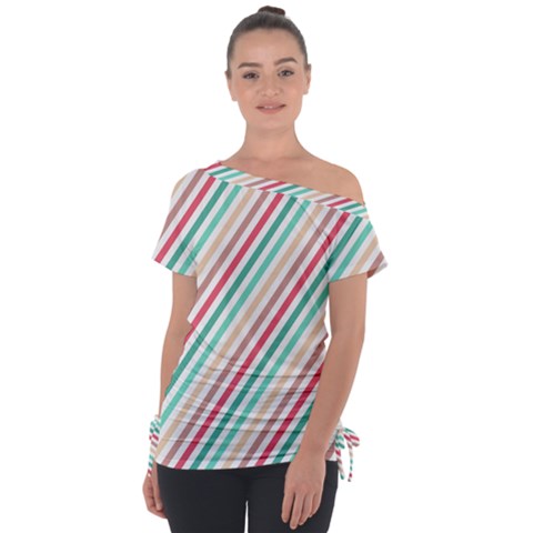 Pattern 46 Off Shoulder Tie-up Tee by GardenOfOphir