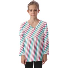 Pattern 46 Kids  V Neck Casual Top by GardenOfOphir