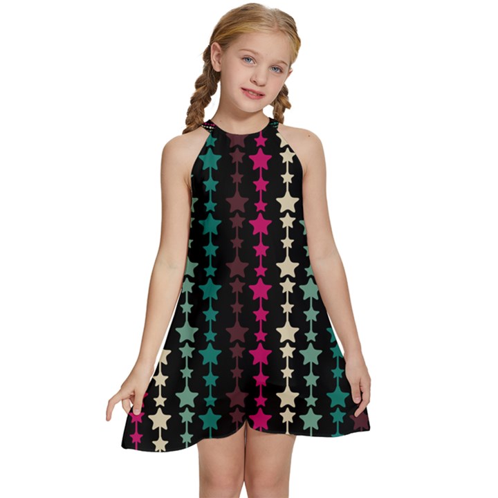 Pattern 48 Kids  Halter Collar Waist Tie Chiffon Dress