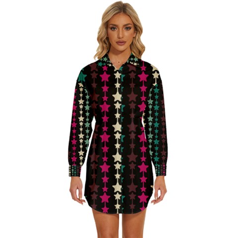 Pattern 48 Womens Long Sleeve Shirt Dress by GardenOfOphir