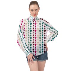 Pattern 49 High Neck Long Sleeve Chiffon Top by GardenOfOphir