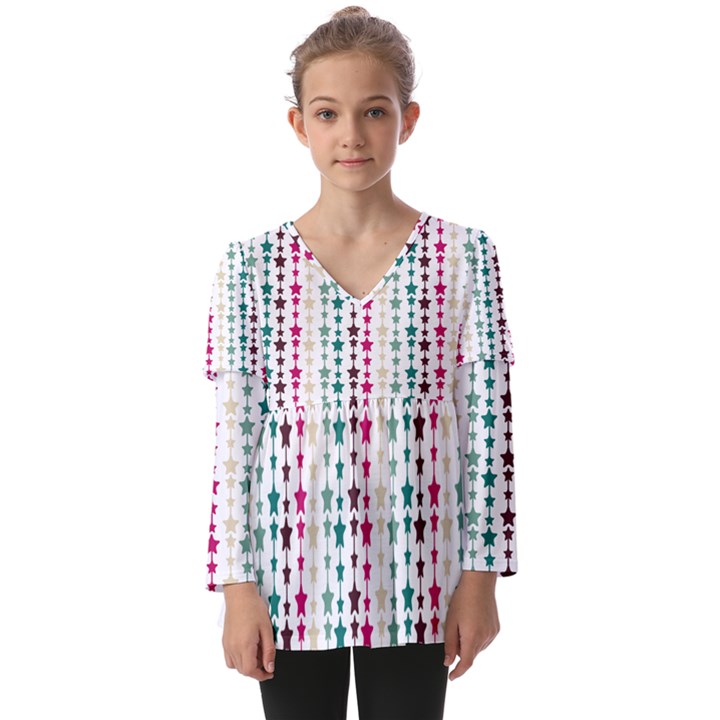 Pattern 49 Kids  V Neck Casual Top