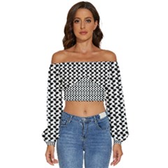 Pattern 54 Long Sleeve Crinkled Weave Crop Top