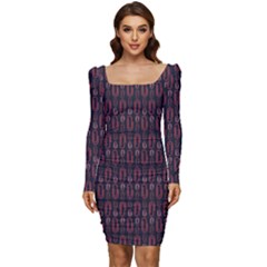 Pattern 60 Women Long Sleeve Ruched Stretch Jersey Dress by GardenOfOphir