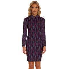 Pattern 60 Long Sleeve Shirt Collar Bodycon Dress by GardenOfOphir