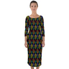 Pattern 61 Quarter Sleeve Midi Bodycon Dress by GardenOfOphir