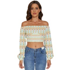 Pattern 62 Long Sleeve Crinkled Weave Crop Top