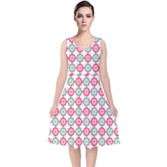 Elegant Pattern V-neck Midi Sleeveless Dress  by GardenOfOphir