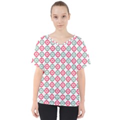 Elegant Pattern V-Neck Dolman Drape Top