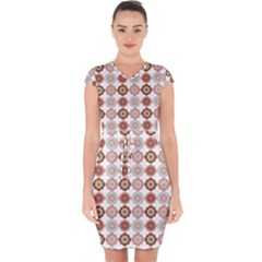 Trendy Pattern Capsleeve Drawstring Dress  by GardenOfOphir