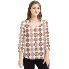 Trendy Pattern Chiffon Quarter Sleeve Blouse by GardenOfOphir