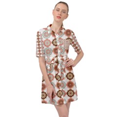 Trendy Pattern Belted Shirt Dress by GardenOfOphir