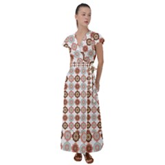 Trendy Pattern Flutter Sleeve Maxi Dress by GardenOfOphir