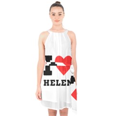 I Love Helen Halter Collar Waist Tie Chiffon Dress by ilovewhateva