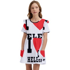 I Love Helen Kids  Frilly Sleeves Pocket Dress by ilovewhateva