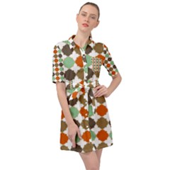 Stylish Pattern Belted Shirt Dress by GardenOfOphir