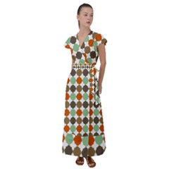 Stylish Pattern Flutter Sleeve Maxi Dress by GardenOfOphir