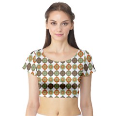 Pattern Short Sleeve Crop Top by GardenOfOphir