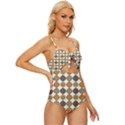 Pattern Knot Front One-Piece Swimsuit View3