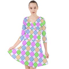 Quatrefoil Ii Quarter Sleeve Front Wrap Dress by GardenOfOphir