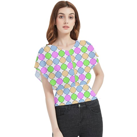 Quatrefoil Ii Butterfly Chiffon Blouse by GardenOfOphir