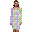 Quatrefoil Ii Women Long Sleeve Ruched Stretch Jersey Dress View1