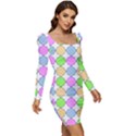 Quatrefoil Ii Women Long Sleeve Ruched Stretch Jersey Dress View2