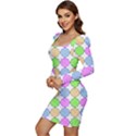 Quatrefoil Ii Women Long Sleeve Ruched Stretch Jersey Dress View3