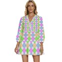 Quatrefoil Ii V-Neck Placket Mini Dress View1