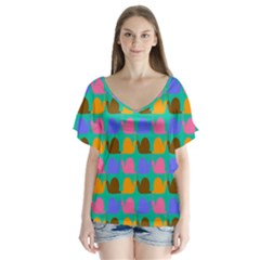 Slugs V-neck Flutter Sleeve Top by GardenOfOphir