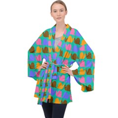 Slugs Long Sleeve Velvet Kimono  by GardenOfOphir