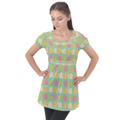 Slugs Pattern Puff Sleeve Tunic Top by GardenOfOphir