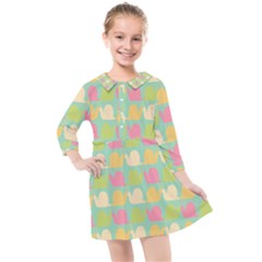 Slugs Pattern Kids  Quarter Sleeve Shirt Dress by GardenOfOphir