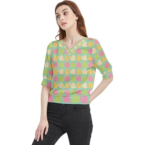 Slugs Pattern Quarter Sleeve Blouse by GardenOfOphir