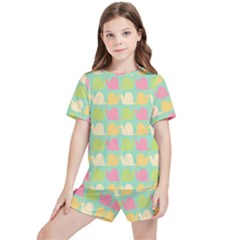 Slugs Pattern Kids  Tee And Sports Shorts Set by GardenOfOphir