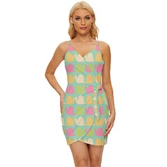 Slugs Pattern Wrap Tie Front Dress by GardenOfOphir