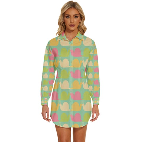 Slugs Pattern Womens Long Sleeve Shirt Dress by GardenOfOphir