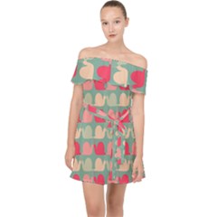 Colorful Slugs Off Shoulder Chiffon Dress