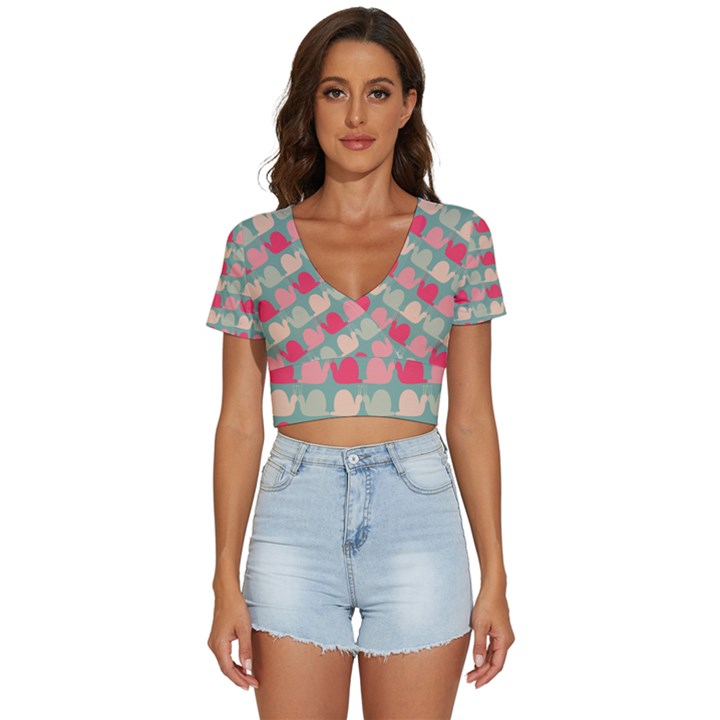 Colorful Slugs V-Neck Crop Top