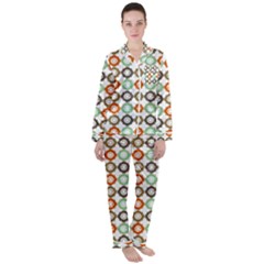 Quatrefoil Women s Long Sleeve Satin Pajamas Set	 by GardenOfOphir