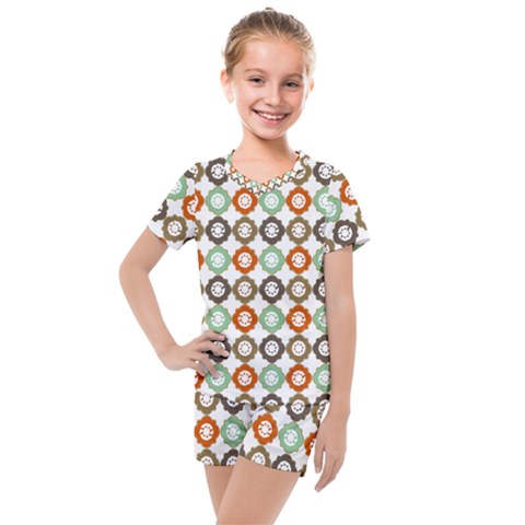 Quatrefoil Kids  Mesh Tee And Shorts Set by GardenOfOphir