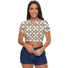 Quatrefoil Side Button Cropped Tee by GardenOfOphir