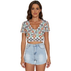 Quatrefoil V-neck Crop Top by GardenOfOphir