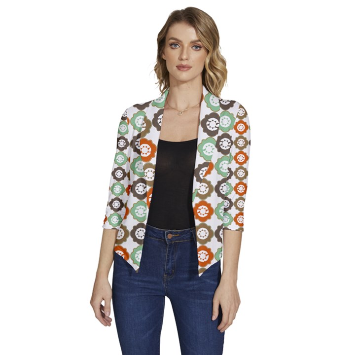 Quatrefoil Women s Draped Front 3/4 Sleeve Shawl Collar Jacket