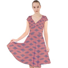 Lattice Iii Cap Sleeve Front Wrap Midi Dress by GardenOfOphir