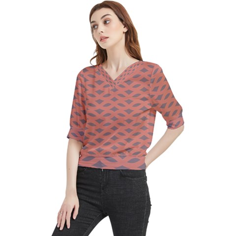 Lattice Iii Quarter Sleeve Blouse by GardenOfOphir